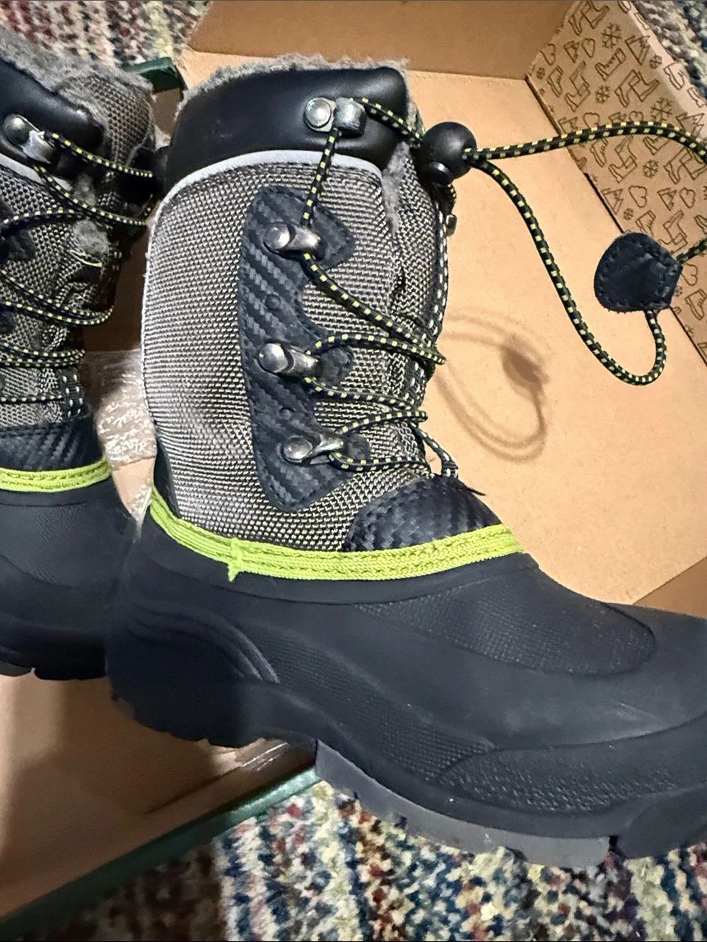Kamik Kids Gray and Lime Winter Boots
